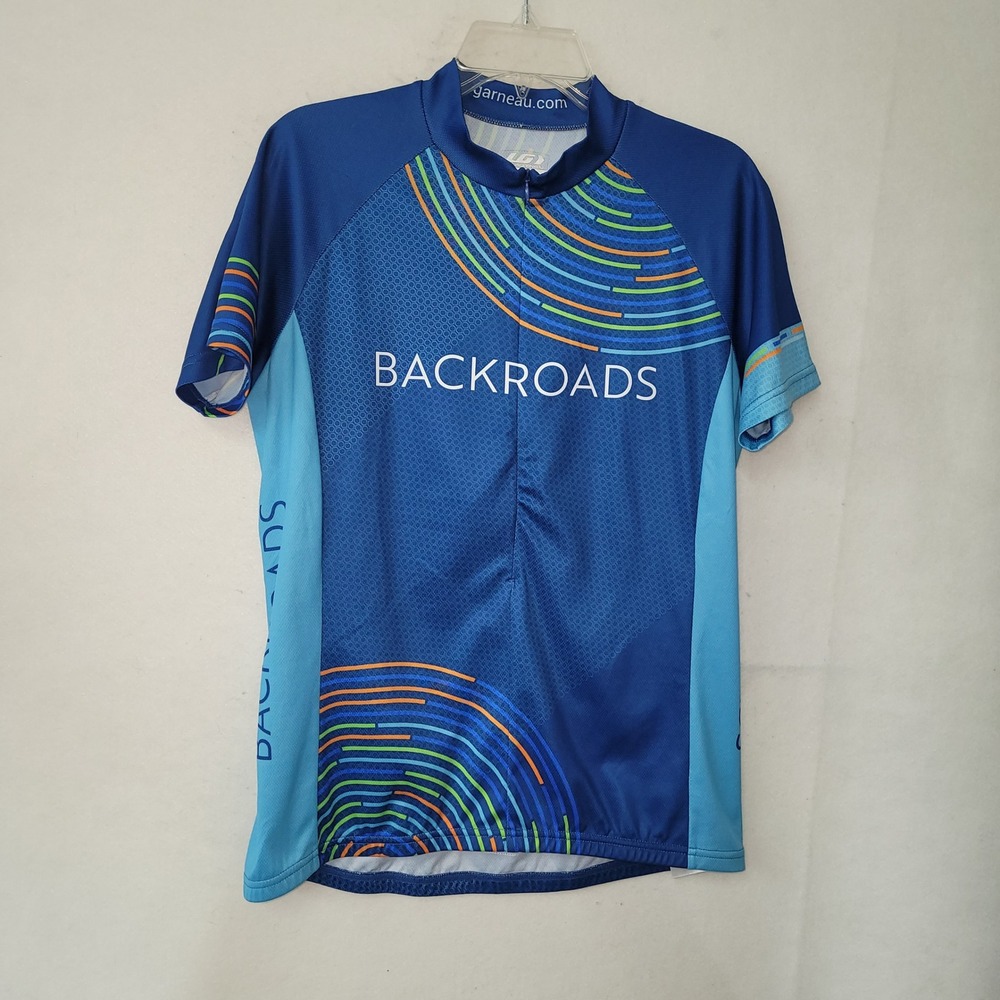 Louis Garneau Backroads Cycling Jersey Full Zip Athletic‎ Top Womens Large Blue